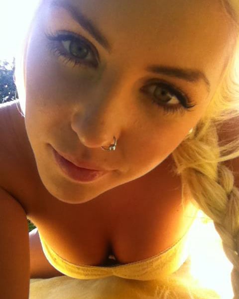 Sexy blue eyed blonde swallows